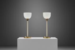  Asea Pair of Brass Table Lamps with Glass Cups for ASEA Sweden Mid 20th Century - 4028775