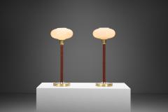  Asea Pair of Brass and Leather E1251 Table Lamps by ASEA Sweden 20th Century - 3635580