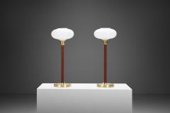  Asea Pair of Brass and Leather E1251 Table Lamps by ASEA Sweden 20th Century - 3635582