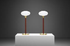  Asea Pair of Brass and Leather E1251 Table Lamps by ASEA Sweden 20th Century - 3635588