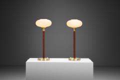  Asea Pair of Brass and Leather E1251 Table Lamps by ASEA Sweden 20th Century - 3635591