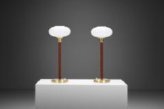 Asea Pair of Brass and Leather E1251 Table Lamps by ASEA Sweden 20th Century - 3635593