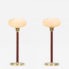  Asea Pair of Brass and Leather E1251 Table Lamps by ASEA Sweden 20th Century - 3637122