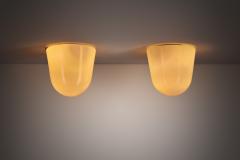  Asea Pair of Milk Glass Flush Mounts by ASEA Sweden Mid 20th Century - 4098401
