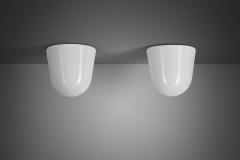  Asea Pair of Milk Glass Flush Mounts by ASEA Sweden Mid 20th Century - 4098402