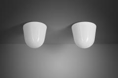  Asea Pair of Milk Glass Flush Mounts by ASEA Sweden Mid 20th Century - 4098404