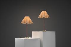  Asea Pair of Model E1247 Brass and Leather Table Lamps for ASEA Sweden Mid 20th C - 4593152