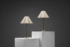  Asea Pair of Model E1247 Brass and Leather Table Lamps for ASEA Sweden Mid 20th C - 4593211