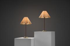  Asea Pair of Model E1247 Brass and Leather Table Lamps for ASEA Sweden Mid 20th C - 4593214