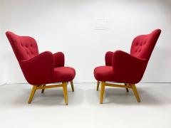  Asko 1950s Vintage Red Asko Lounge Chairs a Pair - 2224747