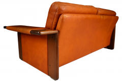  Asko 1970s Asko of Finland 2 seat orange leather sofa - 3149484