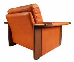  Asko 1970s Asko of Finland orange leather armchair - 3145104