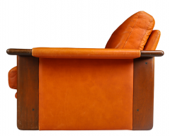  Asko 1970s Asko of Finland orange leather armchair - 3145107