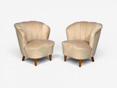  Asko Asko Finnish Modern Lounge Chairs Beige Velvet Beech Finland 1950s - 4602575