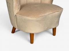  Asko Asko Finnish Modern Lounge Chairs Beige Velvet Beech Finland 1950s - 4602581