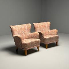  Asko Ilmari Lappalainen Finnish Mid Century Modern Laila Lounge Chairs Floral - 3508332