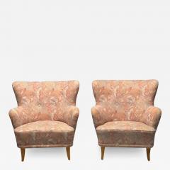  Asko Ilmari Lappalainen Finnish Mid Century Modern Laila Lounge Chairs Floral - 3510269