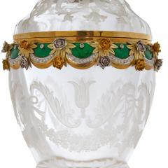 Asprey An Asprey Gold Diamond and Green Enamel Mounted Rock Crystal Cup and Cover - 4809063
