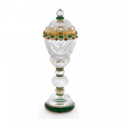  Asprey An Asprey Gold Diamond and Green Enamel Mounted Rock Crystal Cup and Cover - 4812716