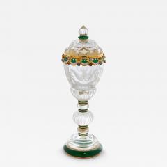  Asprey An Asprey Gold Diamond and Green Enamel Mounted Rock Crystal Cup and Cover - 4812722