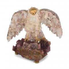  Asprey Large silver amethyst and quartz model of an eagle attributed to Asprey - 3961293