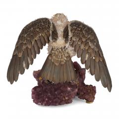  Asprey Large silver amethyst and quartz model of an eagle attributed to Asprey - 3961296