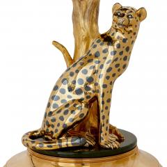  Asprey Nephrite diamond gilt metal lamp with a cheetah by Asprey - 3354606