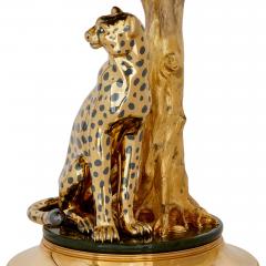  Asprey Nephrite diamond gilt metal lamp with a cheetah by Asprey - 3354607