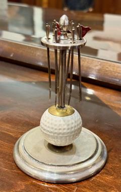  Asprey Rare Golf 19th Hole Cocktail Pick Set Vintage English Silverplate Barware - 4161341
