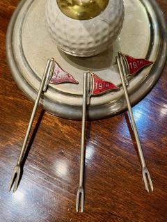  Asprey Rare Golf 19th Hole Cocktail Pick Set Vintage English Silverplate Barware - 4161343