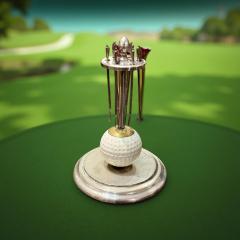  Asprey Rare Golf 19th Hole Cocktail Pick Set Vintage English Silverplate Barware - 4161344