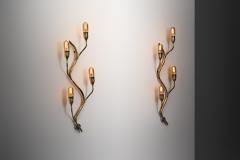  Astra Pair of Branch Shaped Brass Wall Lights for Astra Norway Mid 20th Century - 4603798