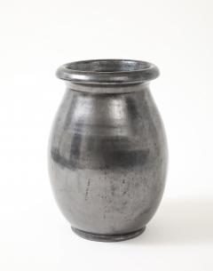  Atelier Cerenne of Vallauris Large Japanese Manganese Black Enamel Glaze Vase France 1950 signed Aegitna - 4509928