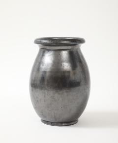  Atelier Cerenne of Vallauris Large Japanese Manganese Black Enamel Glaze Vase France 1950 signed Aegitna - 4509930