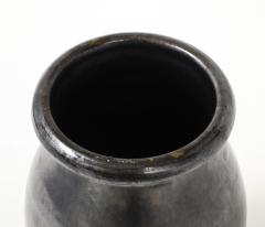  Atelier Cerenne of Vallauris Large Japanese Manganese Black Enamel Glaze Vase France 1950 signed Aegitna - 4509933