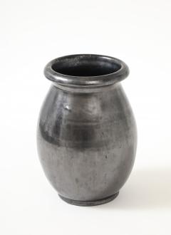  Atelier Cerenne of Vallauris Large Japanese Manganese Black Enamel Glaze Vase France 1950 signed Aegitna - 4509934