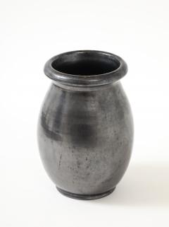  Atelier Cerenne of Vallauris Large Japanese Manganese Black Enamel Glaze Vase France 1950 signed Aegitna - 4509935