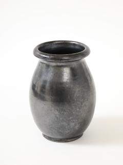  Atelier Cerenne of Vallauris Large Japanese Manganese Black Enamel Glaze Vase France 1950 signed Aegitna - 4509936