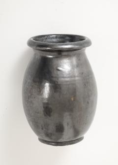  Atelier Cerenne of Vallauris Large Japanese Manganese Black Enamel Glaze Vase France 1950 signed Aegitna - 4509937