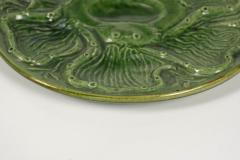  Atelier Cerenne of Vallauris Six French Green Majolica Oyster Plates in Octopus Pattern - 3889715