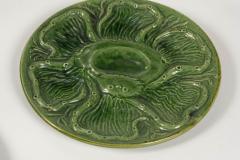  Atelier Cerenne of Vallauris Six French Green Majolica Oyster Plates in Octopus Pattern - 3889716