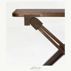  Atelier Luer Atelier Luer Campaign Style Tray Side Table with X Frame Base and Leather Straps - 3509635