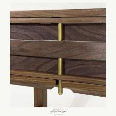  Atelier Luer Atelier Luer Slat Front Walnut Night Side End Table with Drawer Brass Hardware - 3509620