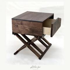  Atelier Luer Atelier Luer Walnut Nightstand End Table with Live Edge Drawer X Frame Base - 3509622