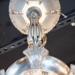  Atelier Petitot Ezan Glass Art Deco Frosted Glass Chandelier w Silvered Bronze Fittings by Ezan Petitot - 1462243