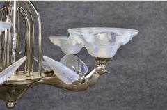  Atelier Petitot Ezan Glass FRENCH ART DECO GLASS NICKELED BRONZE BIRD CHANDELIER BY ATELIER PETITOT - 4278213