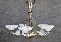  Atelier Petitot Ezan Glass FRENCH ART DECO GLASS NICKELED BRONZE BIRD CHANDELIER BY ATELIER PETITOT - 4278214