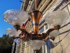  Atelier Petitot Ezan Glass French Art Deco Chandelier with the Original Opaque Moulded Icicle Glass Shades - 4182409