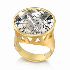  Atelier Tom Munsteiner Atelier Munsteiner Magic Face Black Tourmaline Quartz One of a Kind Gold Ring - 4710414