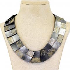  Atelier Zobel Alternating Diamond Yellow Gold Oxidized Silver Link Necklace Atelier Zobel - 4710411
